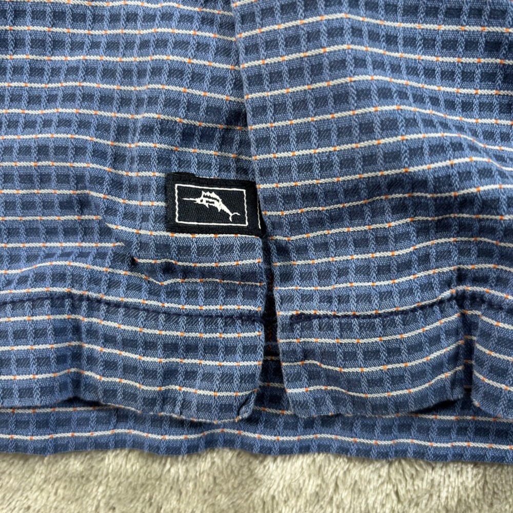 Tommy Bahama Shirt Mens Large Blue Grid Short Sleeve Textured Button Up - Picture 4 of 8